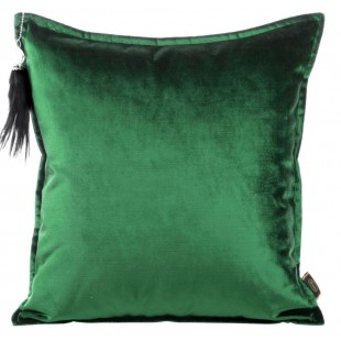 Obliečka na vankúš zelená s pierkovým strapčekom