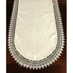 Behúň oválny krémový s lístočkami