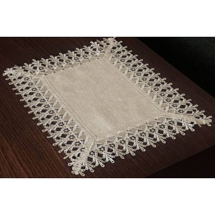 Dekoračný obrus béžový s krajkovým lemom