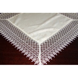 Dekoračný obrus krémový s kvetinami a čipkou