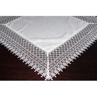 Dekoračný obrus biely s kvetinami a čipkou