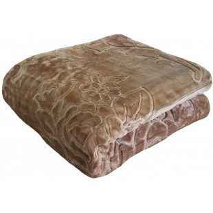 Deka béžová s vtlačeným rastlinným motívom