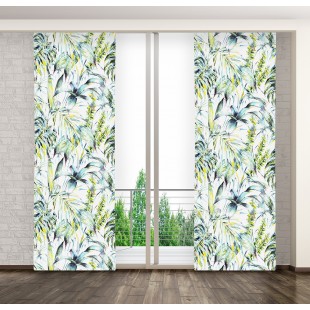 Biely panelový záves s exotickým motívom rastlín