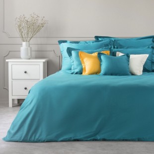 Tyrkysový dekoračný prehoz na posteľ zo saténovej bavlny