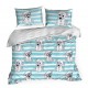 Bielo-modré bavlnené posteľné obliečky s detským motívom