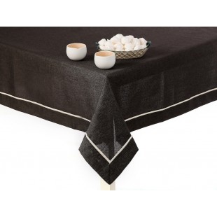 Obrus na stôl sivý s bielym lemom