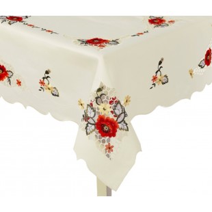 Obrus obdĺžnikový krémový s kvetmi