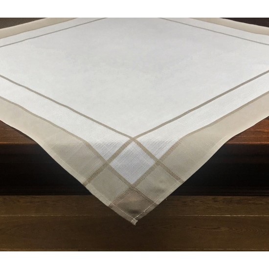 Obrus štvorcový béžovo-biely