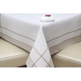 Obrus na stôl béžovo-biely