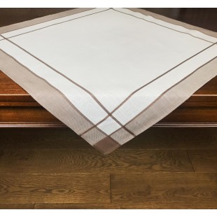 Obrus štvorcový bielo-hnedý