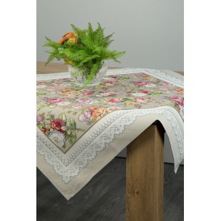 Gobelínový obrus olivový s tkaným vzorom