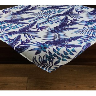 Dekoračný obrus biely s fialovými listami