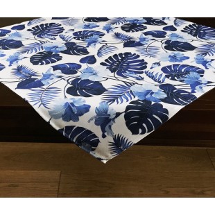 Obrus biely s modrými listami