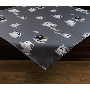 Dekoračný obrus sivý s kravičkami