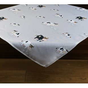 Dekoračný obrus svetlosivý s kravičkami