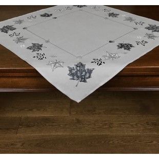 Dekoračný obrus sivý s motívom listov