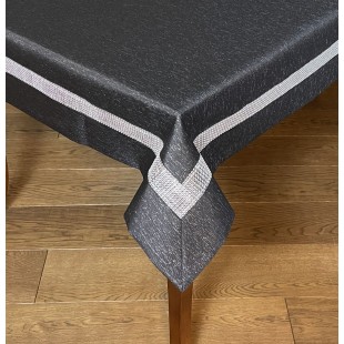 Obrus elegantný sivý s lesklou niťou a kamienkami