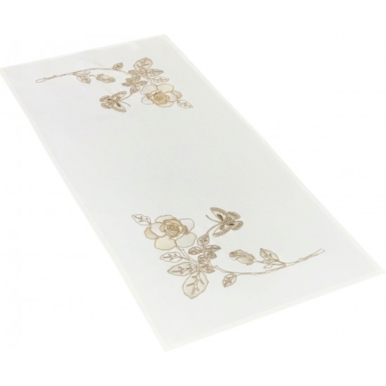 Behúň biely s béžovými ružami