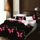 Posteľná obliečka čierno-sivá s ružovými motýľmi