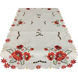 Behúň biely s červenými kvetmi