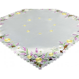 Dekoračný obrus sivý s kvetinovým okrajom
