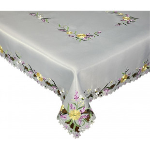 Obrus sivý s kvetinovým okrajom