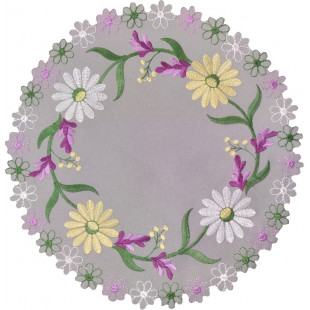 Obrúsok sivý s kvetinovým okrajom