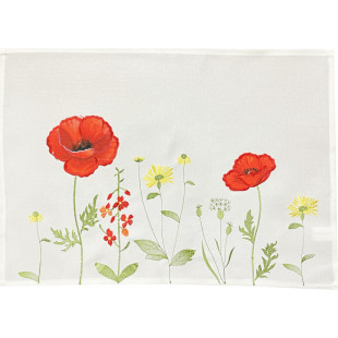 Obrúsok biely s červenými makmi