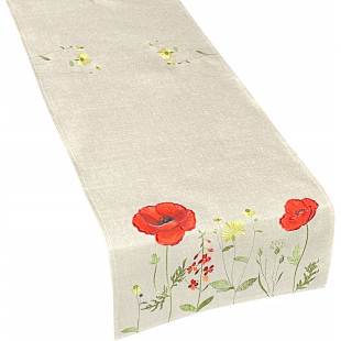 Behúň béžový s červenými makmi