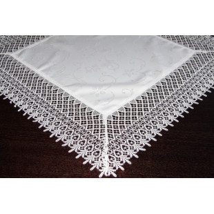Dekoračný obrus v bielej farbe s čipkou