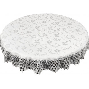 Dekoračný obrus kruhový v bielej farbe s čipkou