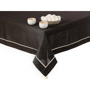 Obrus so strieborným lemom v čiernej farbe