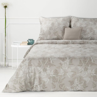 Premium posteľná obliečka Renforce Deluxe sivej farby s motívom listov