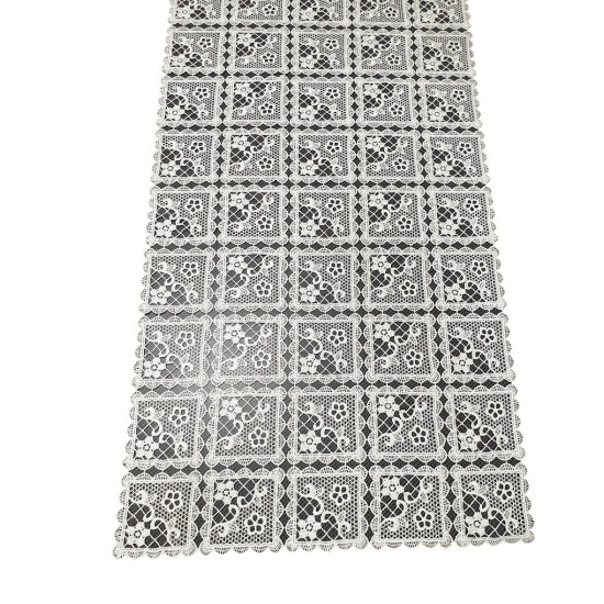 Dekoračný behúň v krémovej farbe s rastlinným motívom