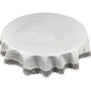 Obrus kruhový s lístočkami v bielej farbe