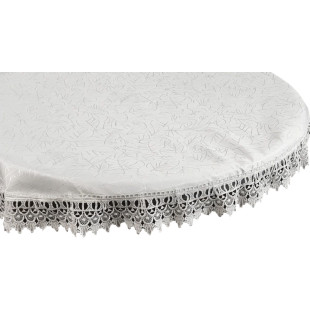 Obrus oválny biely s lístočkami