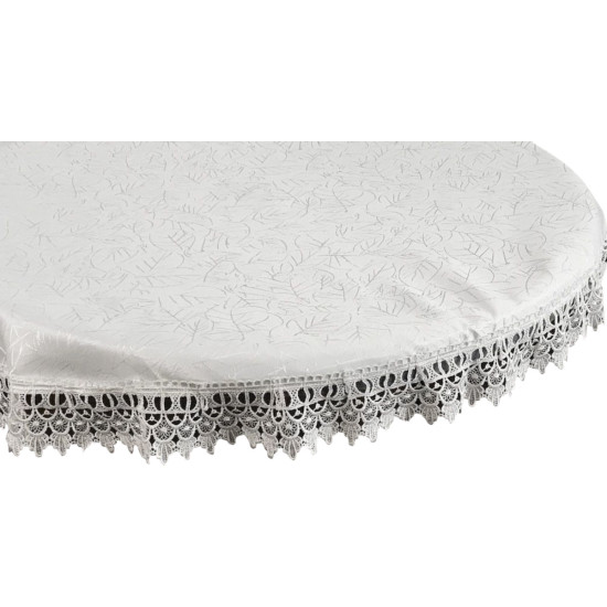 Obrus oválny biely s lístočkami