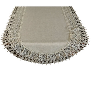 Béžový oválny dekoračný behúň s ozdobným lemom