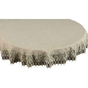 Obrus oválny béžový s krajkovým lemom