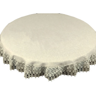 Obrus kruhový v béžovej farbe s ozdobným okrajom