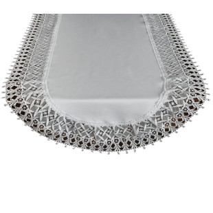 Biely oválny dekoračný behúň s ozdobným lemom