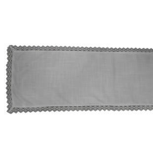 Dekoračný behúň v bielej farbe s dizajnovým lemom