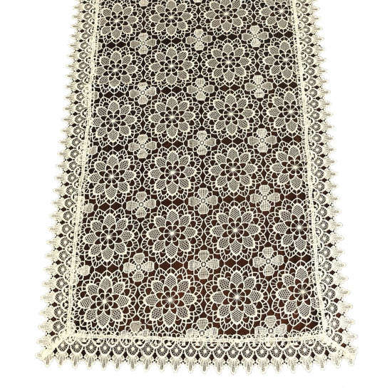 Krémový dekoračný behúň s ozdobným lemom