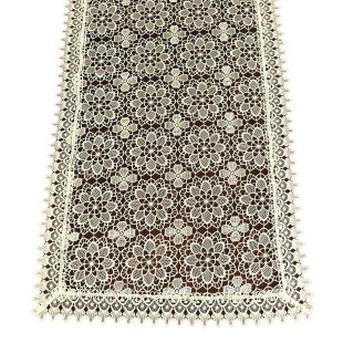 Krémový dekoračný behúň s ozdobným lemom