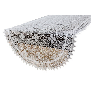 Biely oválny dekoračný behúň s ozdobným lemom