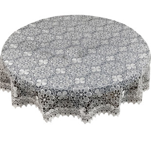 Biely okrúhly dekoračný obrus s ozdobným lemom