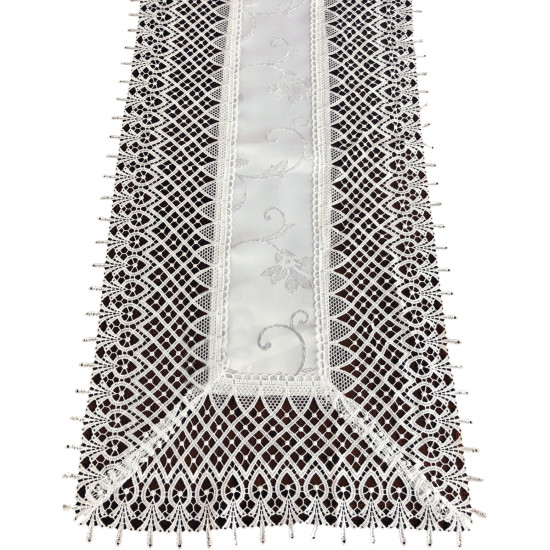 Dekoračný krémový behúň s ozdobným lemom