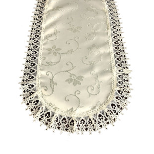 Svetlo krémový oválny dekoračný behúň s ozdobným lemom