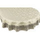 Svetlo krémový oválny dekoračný obrus s ozdobným lemom