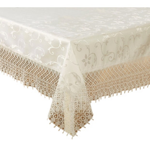 Svetlo krémový dekoračný obrus s ozdobným lemom